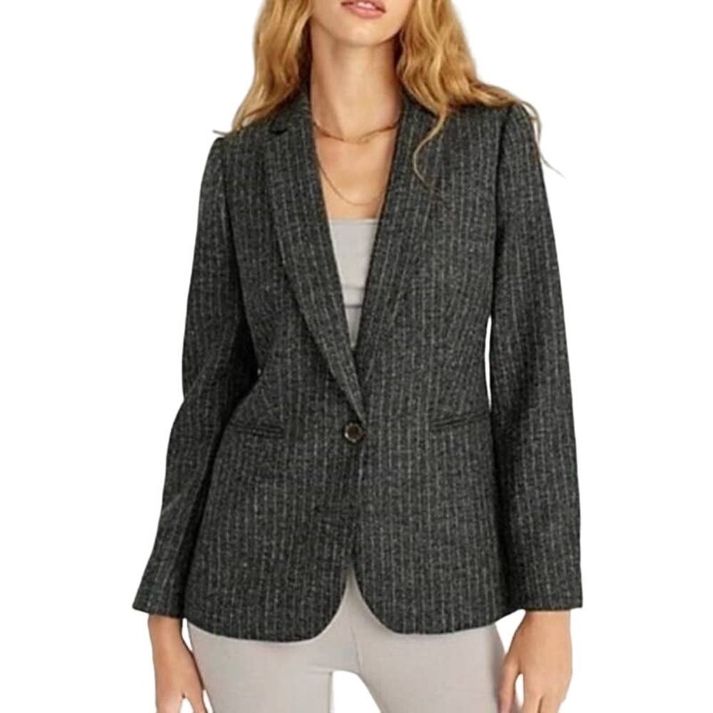 J. Crew Parke Wool Blazer Jacket Size 00 Gray Stripe Woven England by MOON Lined